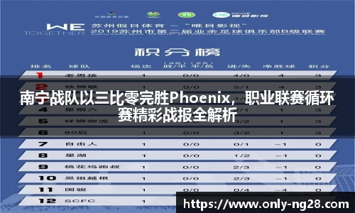 南宁战队以三比零完胜Phoenix，职业联赛循环赛精彩战报全解析